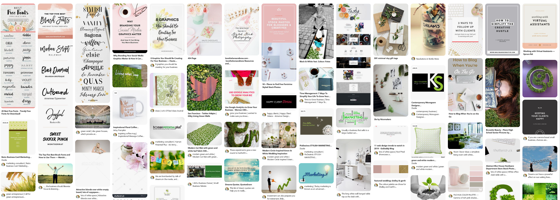 Website branding Pinterest Mood Board