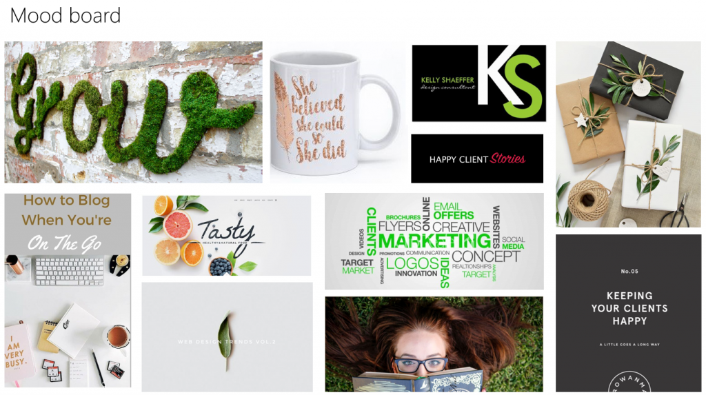 Website branding mood board